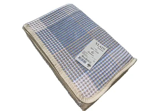 Покривало бавовняне Vladi 140х200 білий-пісок-сіро-блакитне - фото 1