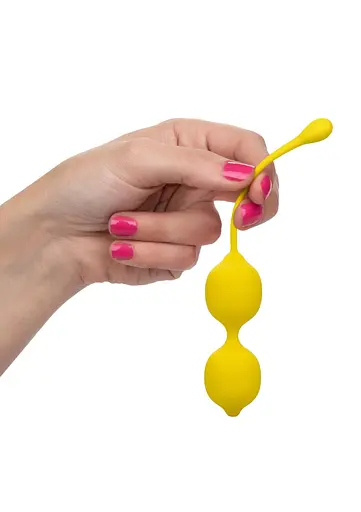 Вагінальні кульки CalExotics Kegel Training Set Lemon, 19 см, жовтий - фото 3