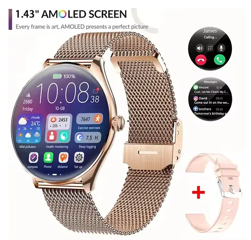 Женские смарт часы T8 Pro Amoled Gold