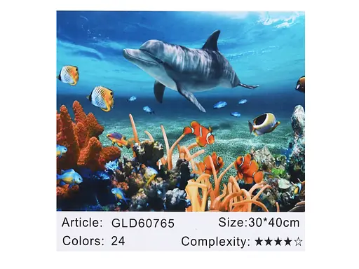 Алмазна мозаїка за номерами Дельфін 60765, 30x40 см