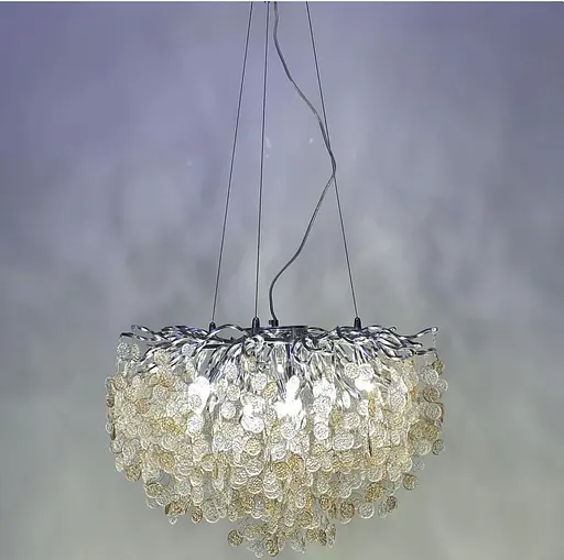 Чарівний світильник в срібному кольорі з пластинами з комбінованого скла Line.F Кількість ламп 12 - фото 4