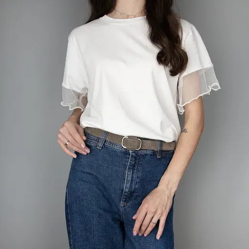 Ремінь жіночий замшевий JK-2548 мокко зі срібною пряжкою (100 см) - фото 2