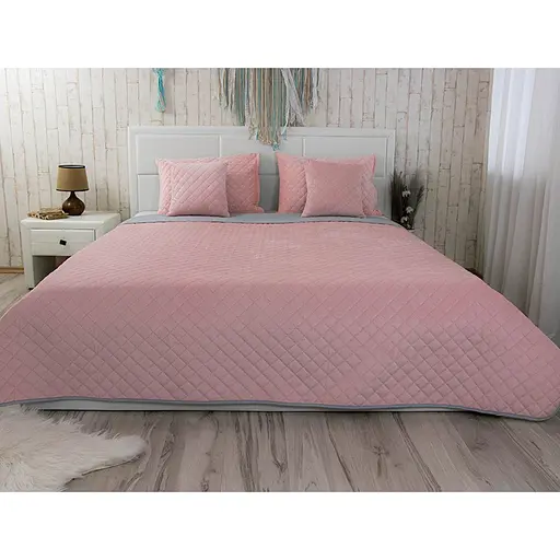 Покрывало велюр Pink and Grey Руно ромб 150 х 220см (360.55 Pink and Grey ромб)