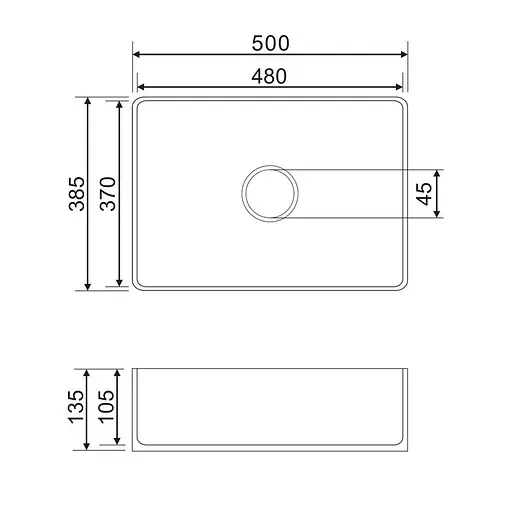 Умивальник Omnires Corona 385x50 white CORONA500BP, Білий - фото 2