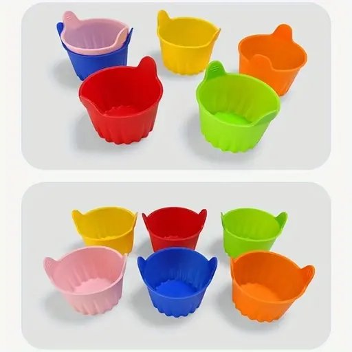 Набір з 10 силіконових порційних форм для випікання кексів і десертів, Kitchen Master Помаранчевий 87345 - фото 3