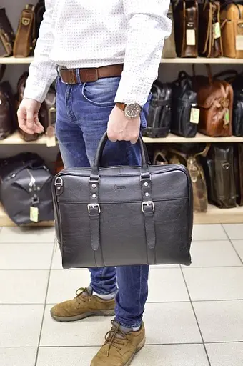 Чоловіча шкіряна сумка TARWA 30х39х10 см sum0026099 - фото 7