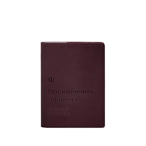 Кожаная обложка для удостоверения офицера 9.2 бордовая Crazy Horse - фото 7