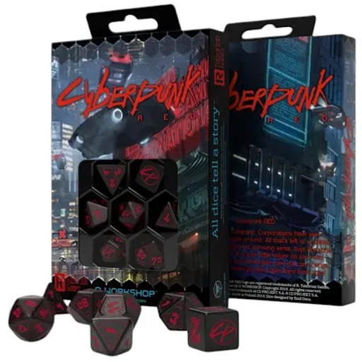 Набір кубиків Cyberpunk Red Dice Set - Blood over Chrome , 7 шт. (SCPU01) - фото 1