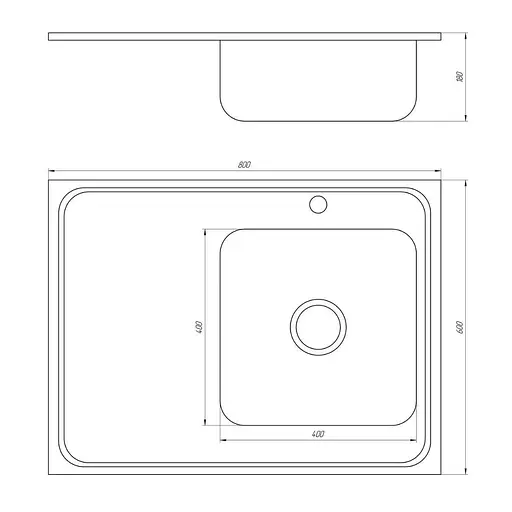 Мойка кухонная Mira MR 8060 RE Right прямоугольная 800х600х180 мм Satin 30412 - фото 2