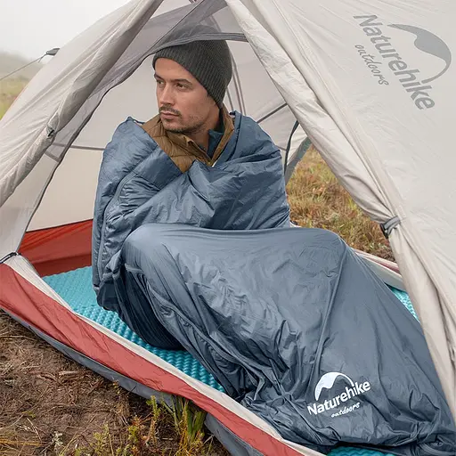 Спальник сверхлегкий Naturehike Ultralight LW180 NH21MSD09 левый, (15°C), p-p XL, серо-синий - фото 5