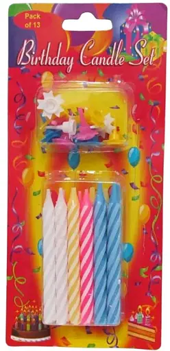 Свечи в наборе, 12 шт., с подставкой, 6.5 см (в ассортименте)