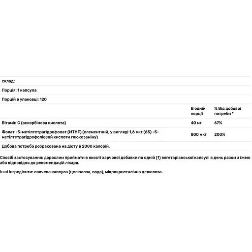 Метилфолат Healthy Origins Methyl Folate 800 мкг 120 капсул (HOG-88319) - фото 4