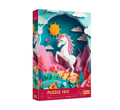 Пазл "Єдиноріг" 160 елементів 40047 Trefl, 40-річний ювілей Трефл/Мистецтво з паперу в коробці (5900511400472) - фото 1