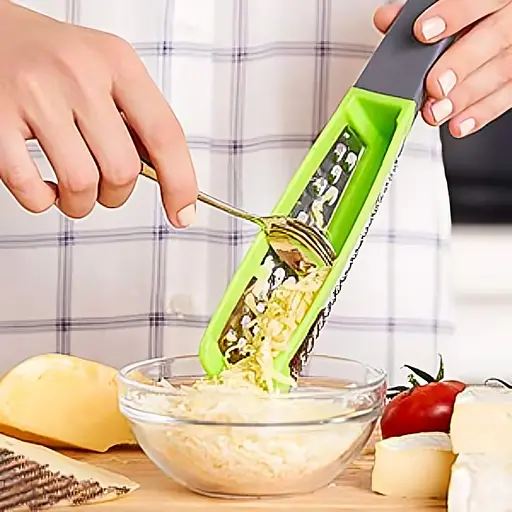 Тертка кухонна ручна двостороння для сиру шоколаду та цедри лимона з нержавіючої сталі 28.5 см, Kitchen Master Салатовий 86388 - фото 6