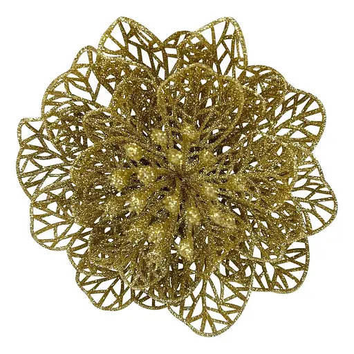 Ялинкова іграшка MIS LT Квітка новорічна мала 11х11х5 см золотий - фото 1
