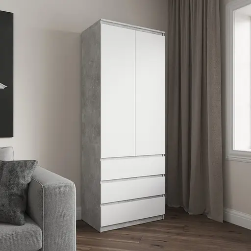 Шафа для одягу Vays R-16, 3 шухляди, полиці, без ручок, ЛДСП, 80×50×211 см – для спальні, вітальні, передпокою - фото 10