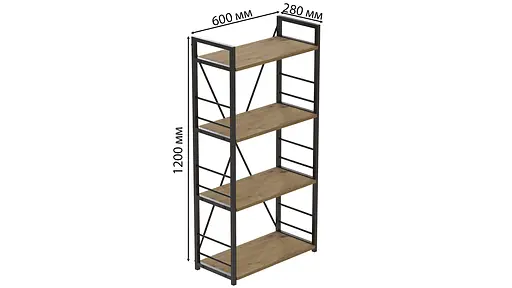 Етажерка 4/60 Ferrum-decor Серії Коннект 120x60x28 чорний ДСП Дуб Артізан 16мм (FRD-104238) - фото 3