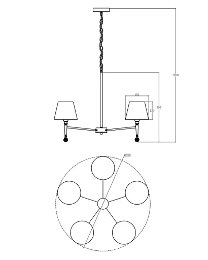 Люстра Edlin PL321168-5 Natano E14 5x12W IP20 хром - фото 3