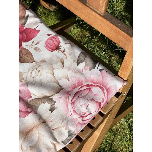 Водоотталкивающая подушка для стула с 3D принтом Танец пионов 40х40 см красная 6 шт. - фото 4