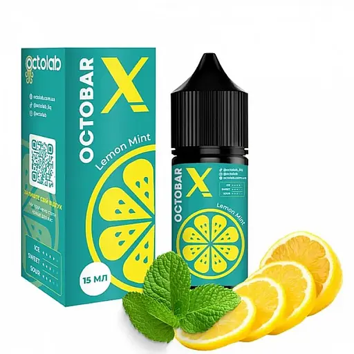 Набор компонентов для самозамеса солевой заправки Octobar X 30 мл Lemon Mint Лимон Мята, 0-65 мг (17897) - фото 2