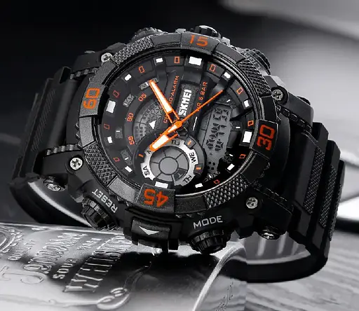 Чоловічий спортивний наручний годинник Skmei 1228 Помаранчевий - фото 7