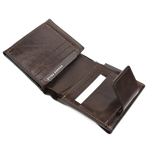 Кожаный мужской кошелек Grande Pelle 11х11.5х2.5 см nsa0001215 - фото 6