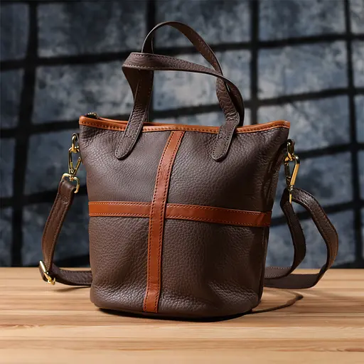 Женская кожаная сумка Vintage с коричневой вставкой на лицевой стороне 17х21х13 см sum0027617 - фото 10