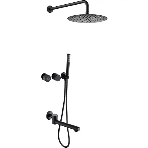 Душевая система скрытого монтажа с изливом Nett TSB-99, Черный - фото 1