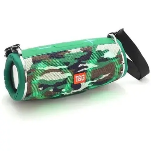 Портативна бездротова Bluetooth-колонка T&G TG642 з потужним звучанням, LED-підсвіткою та ремінцем для перенесення Камуфляж - фото 1