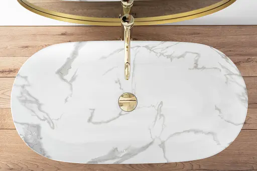 Умивальник Rea Cleo 81 накладний білий/мармур REA-U8403, Мармур - фото 5