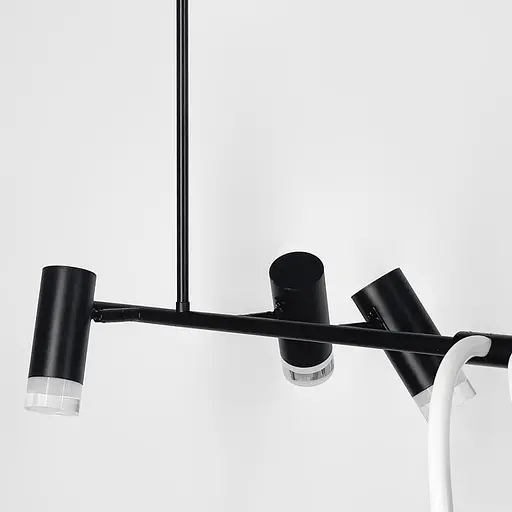 Стильная удлиненная LED люстра с тремя спотами длиной 150 см Ст. MBJ 7-1500-3 BK | Line F - фото 4