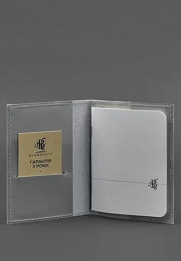 Кожаная обложка для паспорта и военного билета 1.2 серая - фото 3