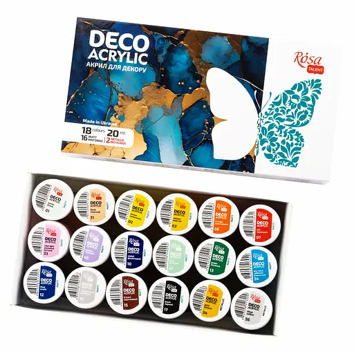 Набор акриловых красок для матовых и металлических декоров 18×20 мл Rosa Talent - фото 2