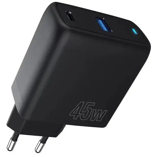 Мережевий зарядний пристрій Proove Silicone Power, Black, 45 Вт, 1xType-C (25 Вт, PD3.0) / 1xUSB (20 Вт, QC3.0) (WCSP45110001)