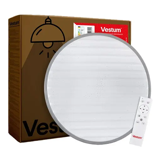 Светильник GRILL звездное небо 72W 375*60мм 3000К-6500К 5600Lm с пультом серебряный