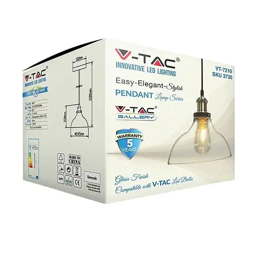 Подвесной светильник 1F Прозрачное стекло V-TAC