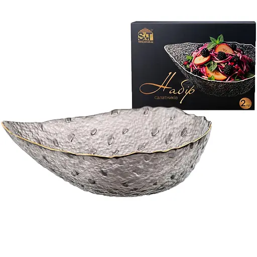 Набір салатників S&T Крапля 2 шт. агат золотий кант (9299-2) - фото 1