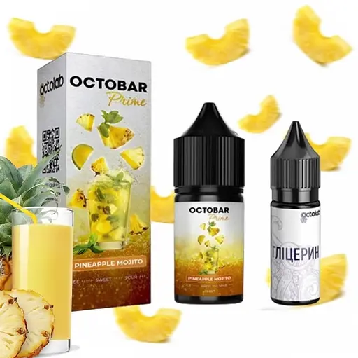 Набор компонентов для самозамеса солевой заправки Octobar Prime 30 мл Pina Colada Пинаколада Ананас Кокос 0-50 мг (19062) - фото 2