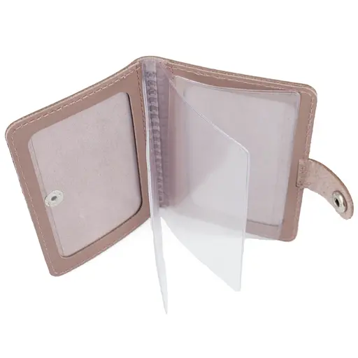 Обложка на документы кожаная на кнопке HC0035 нюдовая - фото 3