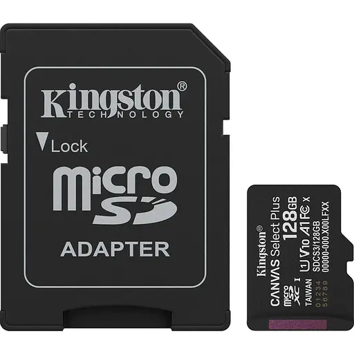 Карта памяти Kingston microSDXC Canvas Select Plus 128GB Class 10 UHS-1 А1 + SD адаптер SDCS3/128GB [145076]