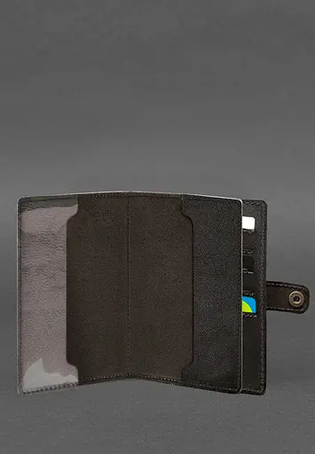 Кожаная обложка-портмоне для военного билета 15.0 темно-коричневая - фото 3