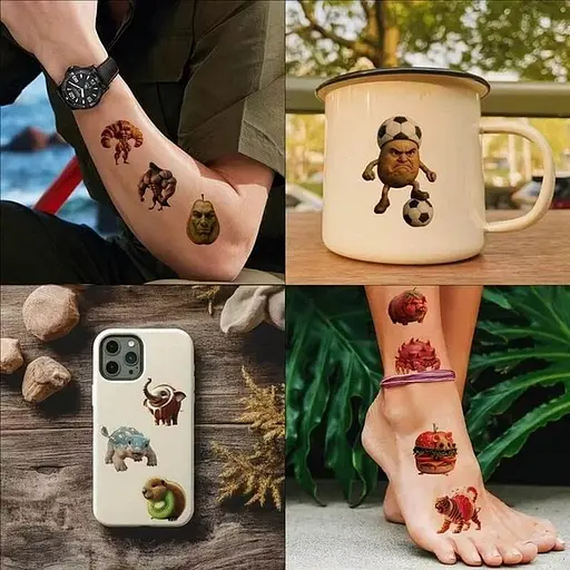 Детские временные тату "Итальянский брейнрот" Fresh Tattoo Italian-brainrot-tattoo-1, 12х7 см - фото 4