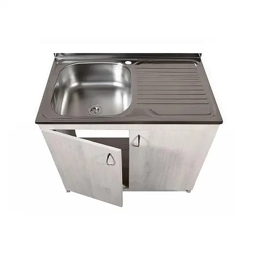 Тумба в комплекті з нержавіючою мийкою для кухні ЛДСП 80х50х83 см Дуб Молочний (52868-01163) - фото 5