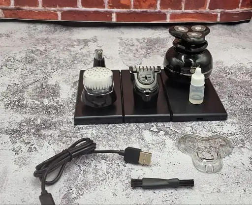 Електробритва 5 в 1 Kemei KM-1109 для голови та бороди (7D Головка, LCD-дисплей, Підставка) - фото 3