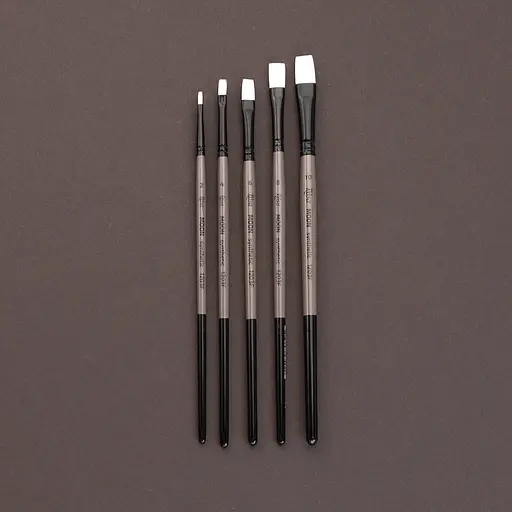 Пензель синтетика плоска MOON 1203F №0 коротка ручка Rosa - фото 3