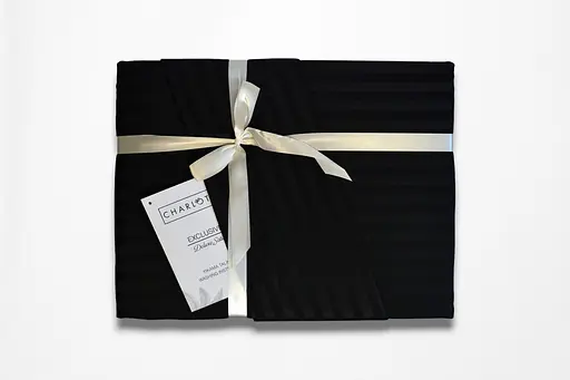 Постільна білизна Charlotte Black Сатин-Stripe / простирадло на резинці 180x200см Cotton Shine pbe0052117 - фото 3