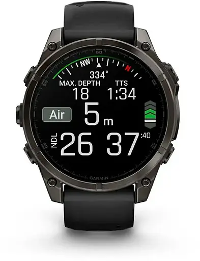 Смарт-часы Garmin Fenix 8 47mm Solar Sapphire Carbon Gray DLC Titanium w. Black/Pebble Gray S. Band (010-02906-10) - фото 4