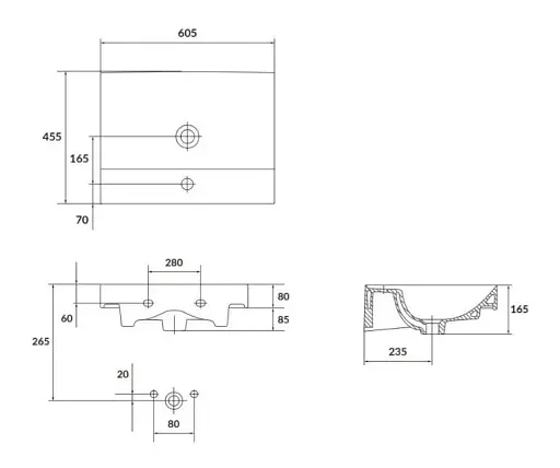 Умывальник мебельный Cersanit Larga 60 см Белый K120-009 30412 - фото 3