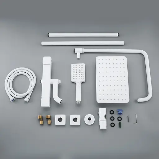 Душова система з термостатом Gappo G2491-8, вилив - перемикач на лійку, білий, Білий - фото 6