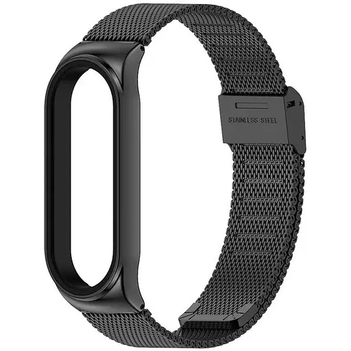 Ремешок для фитнес-браслета MiJobs для Xiaomi Mi Band 8 и 9 Mesh design металлический с застежкой черный